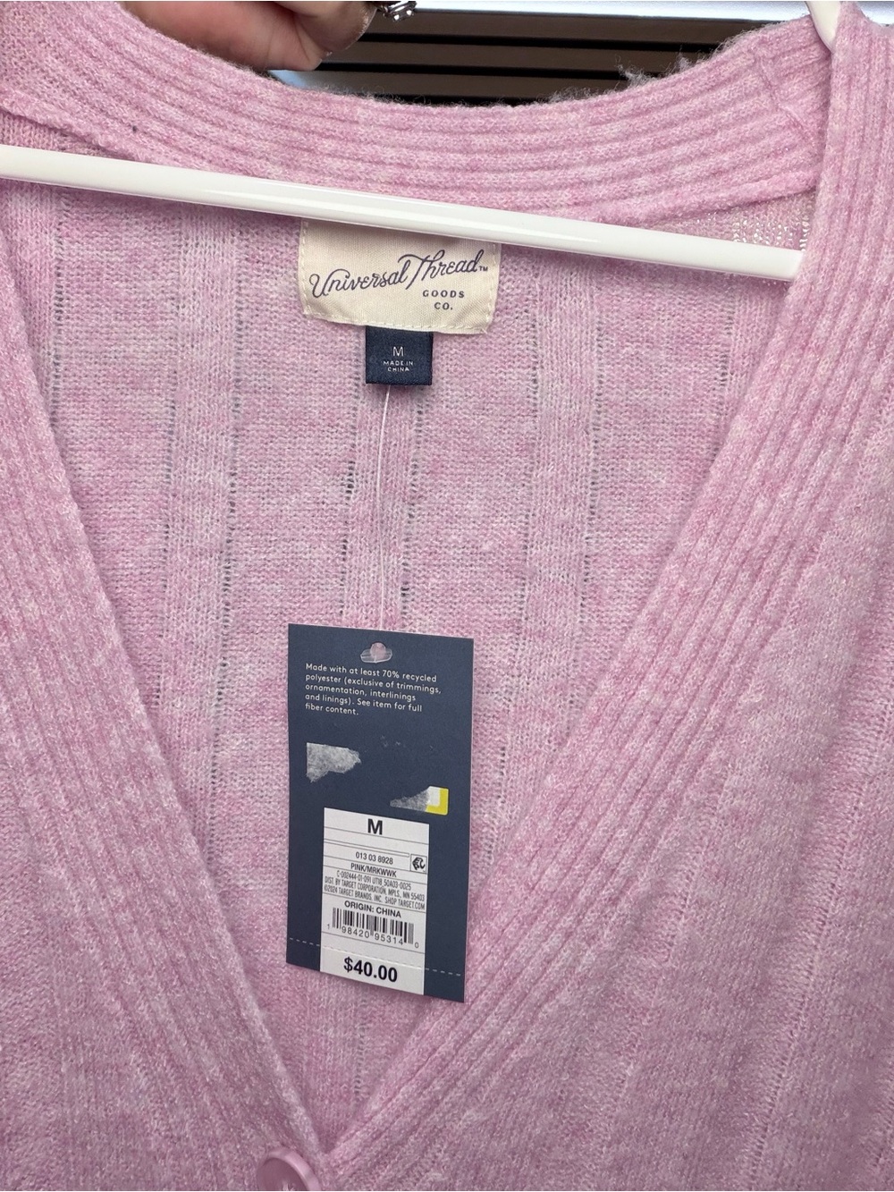 Universal Thread Pink Button-Front V-Neck Cardigan - Picture 4 of 5